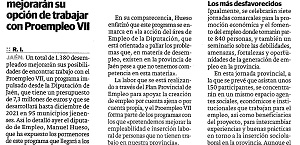Recorte de prensa del Diario Jaén del 5 de enero de 2019: Cerca de 1.400 desempleados mejorarán su opción de trabajar con Proempleo VII